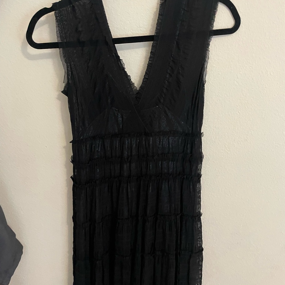 BCBG Black Ruffle Tired Short Dress